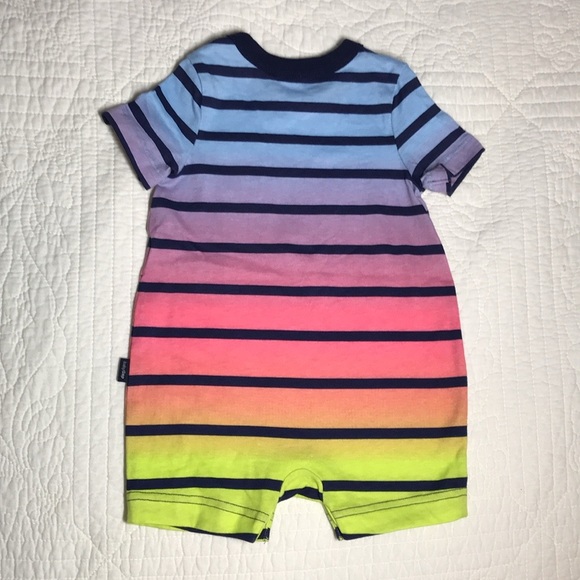 New Baby GAP 3-6M Boy striped Romper Navy Blue with ombré Multi colors - Picture 2 of 4